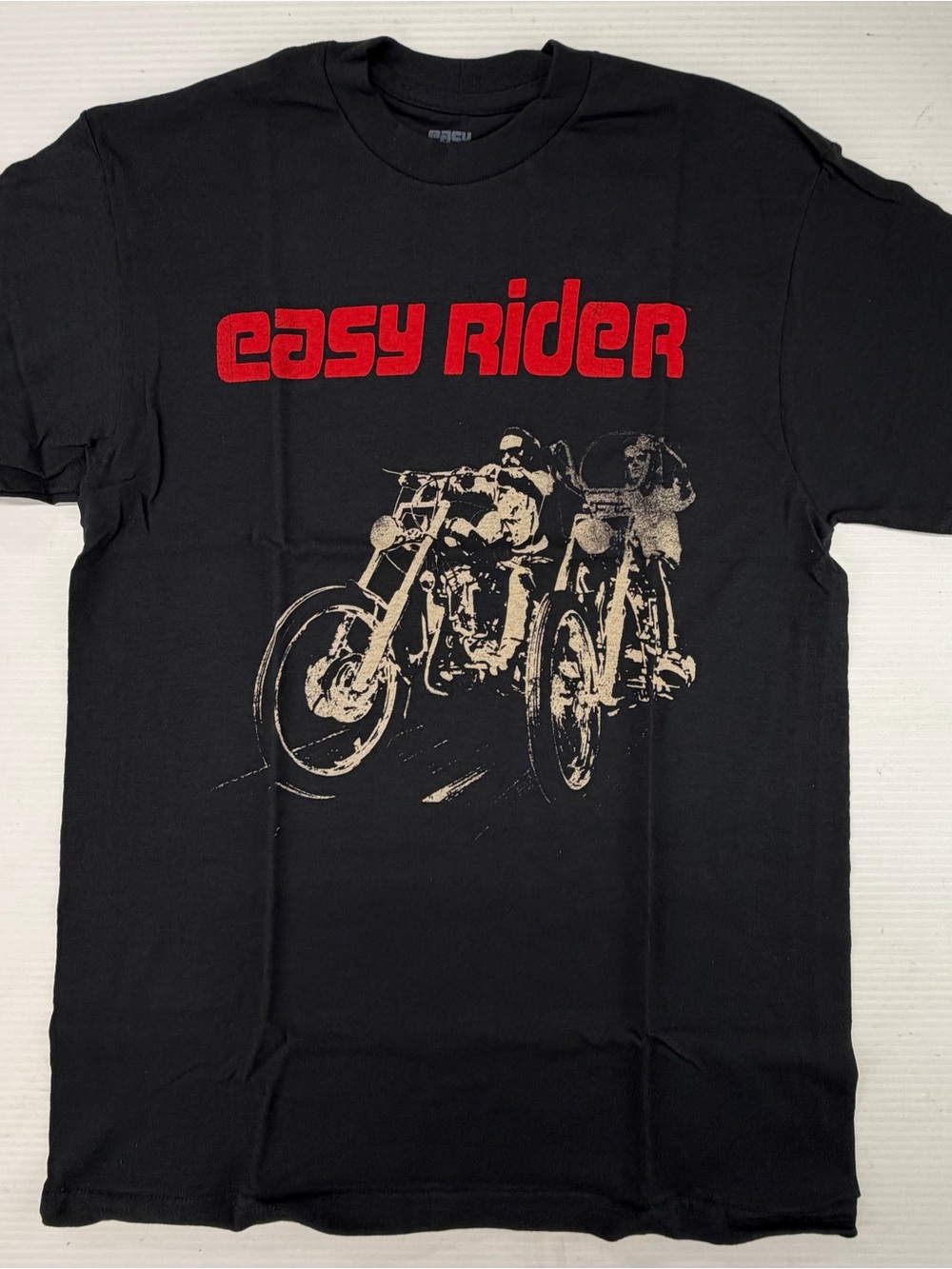 Easy Rider Graphic Tee - Black Motorcycle Print Medium